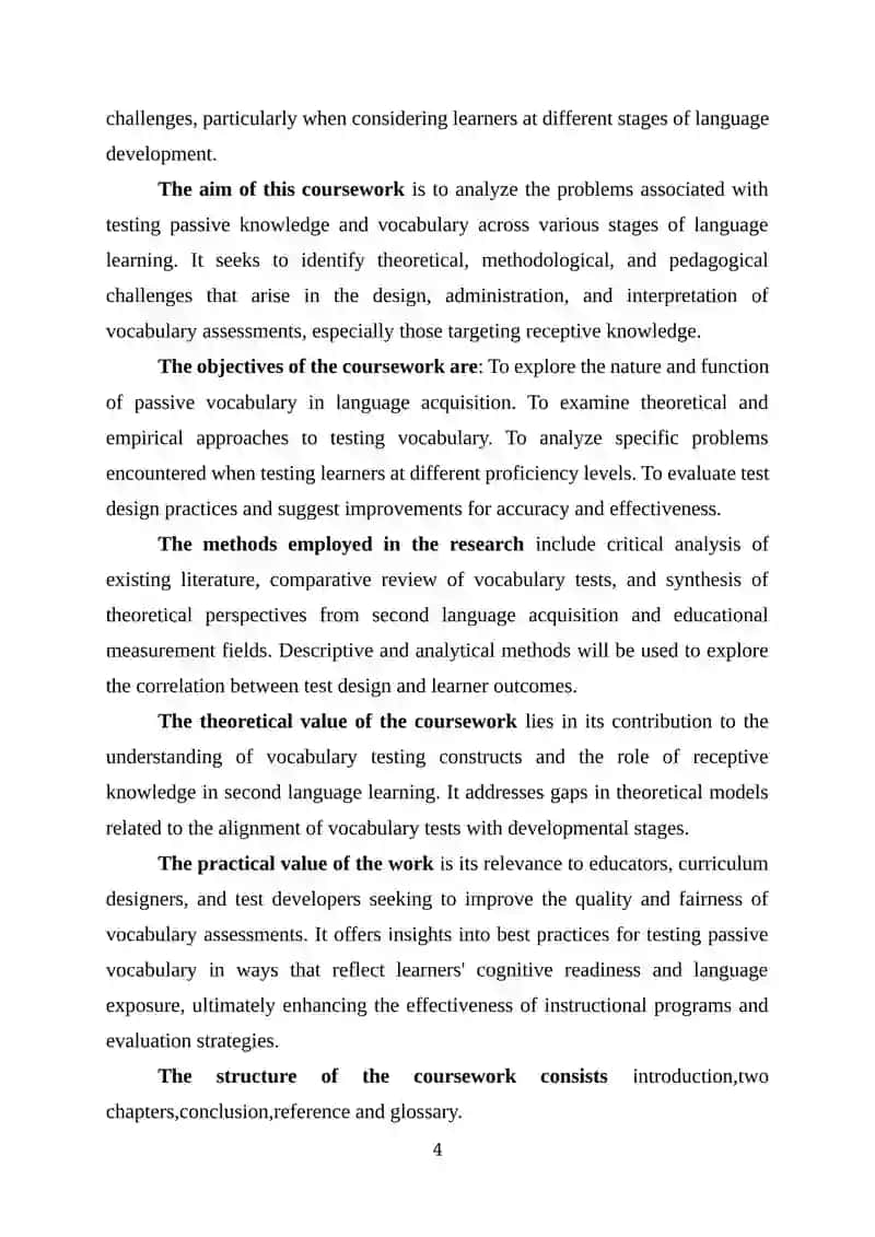 Challenges in Testing Passive Vocabulary 4