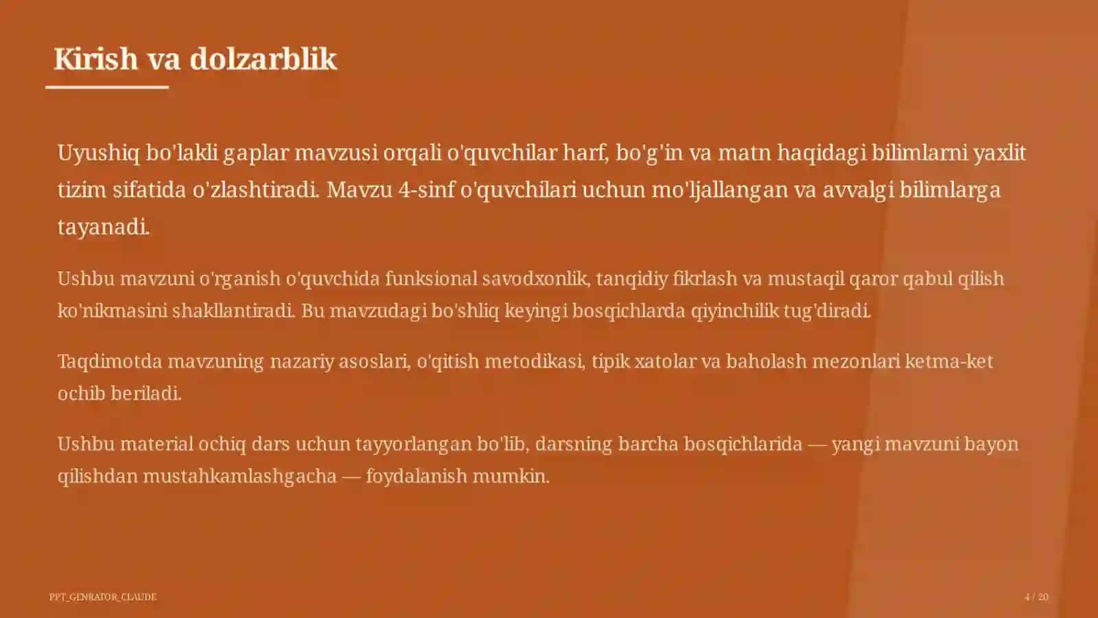 Uyushiq bo'lakli gaplar (4-sinf) 4