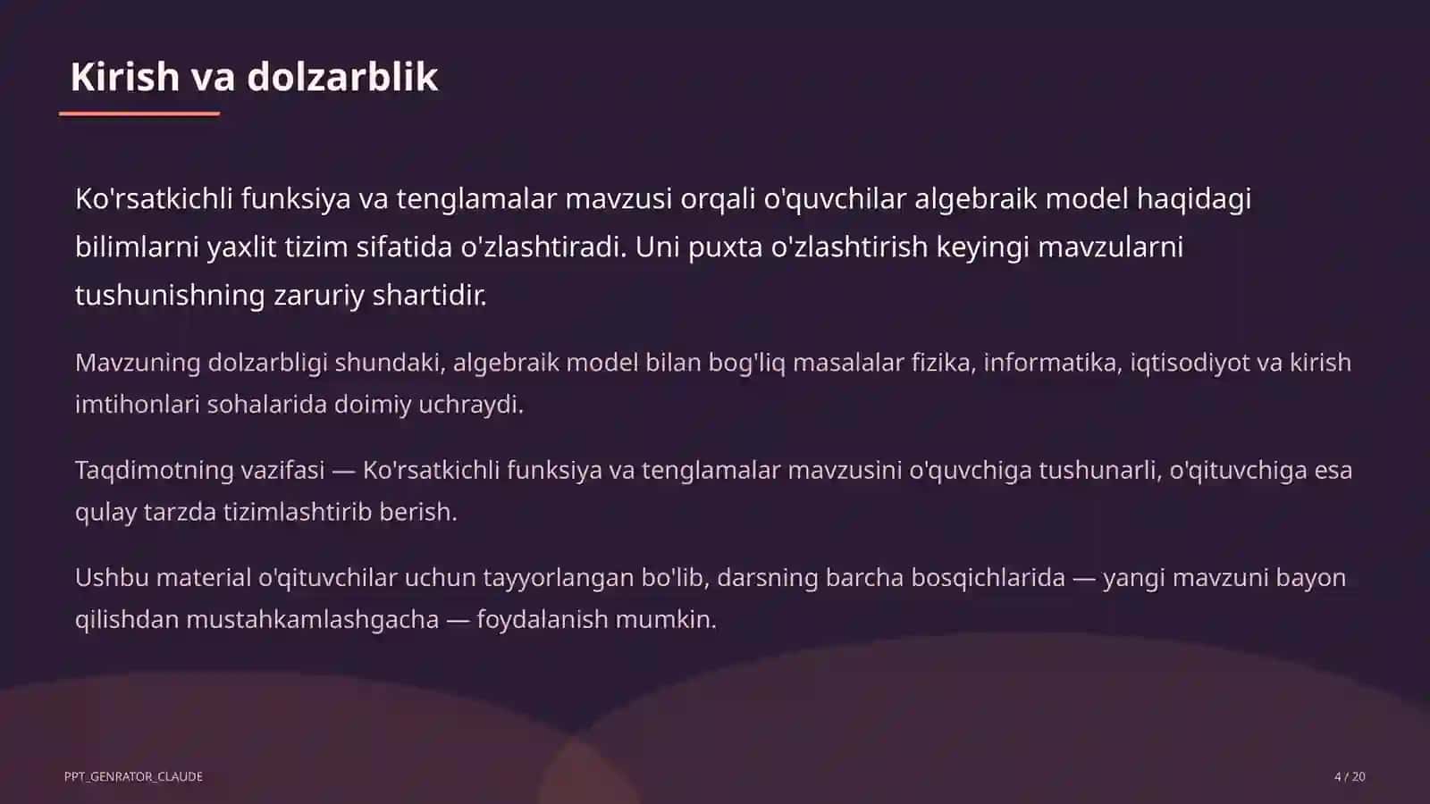 Ko'rsatkichli funksiya va tenglamalar (10-sinf) 4