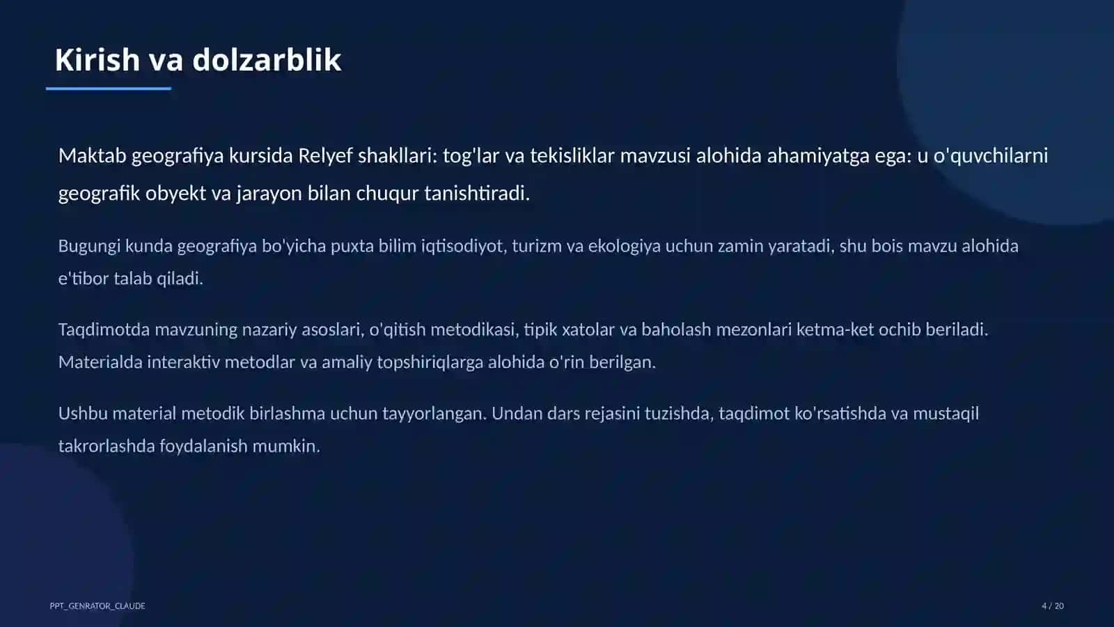 Relyef shakllari: tog'lar va tekisliklar (5-sinf) 4