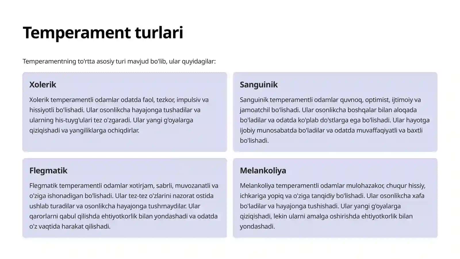 Temperament shaxsning asosiy xususiyatlari 4