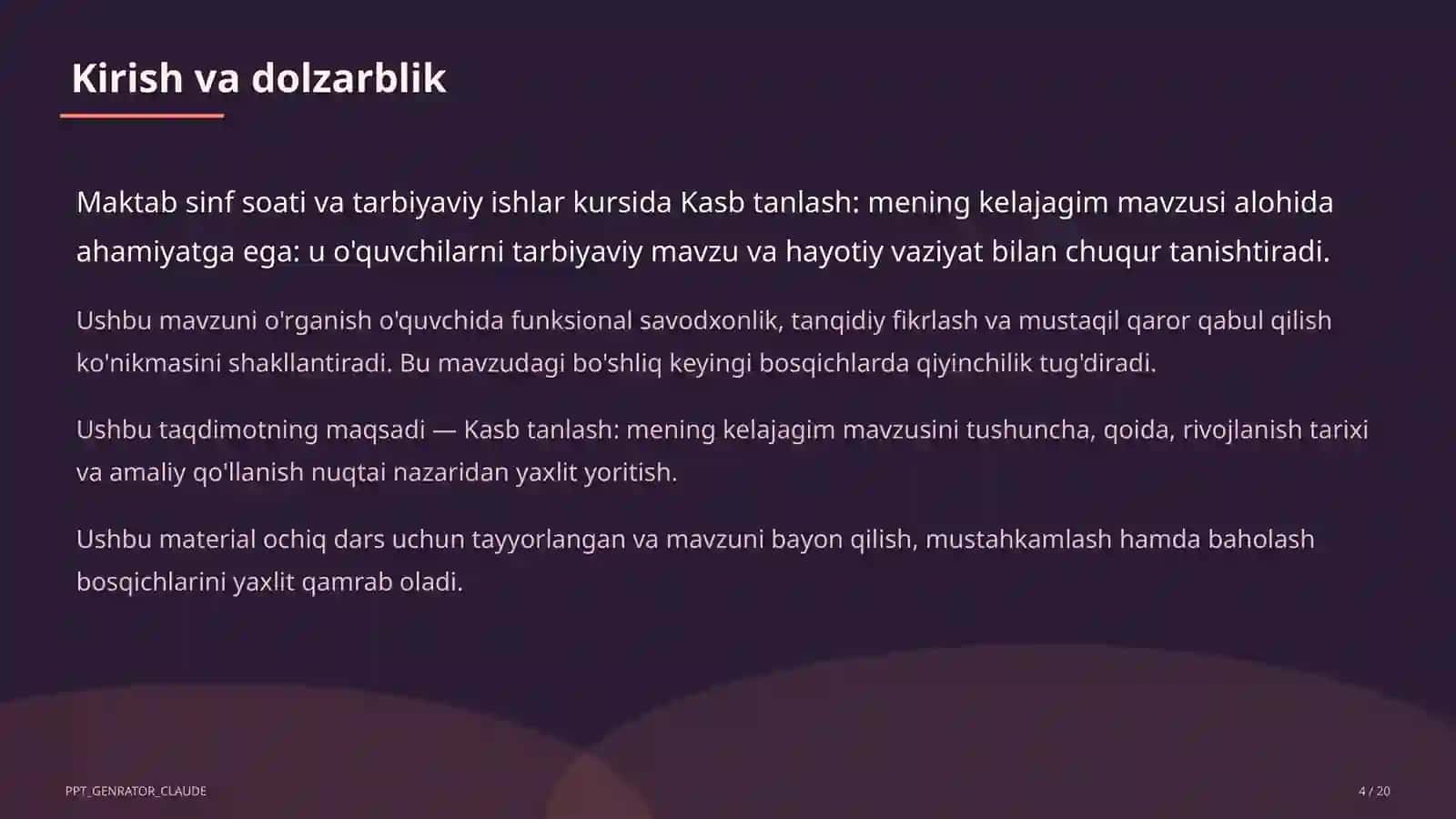 Kasb tanlash: mening kelajagim 4
