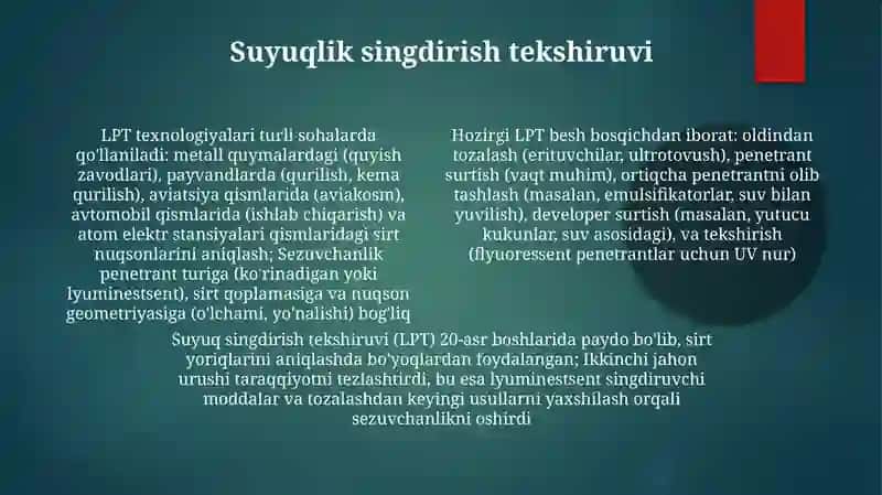 Yangi YND usullarining qoʻllanilishi: Murakkab kompozit materiallar (shamol turbinasi pichoqlari, aviakosmik qismlar) termodiyagnostika, akustik emissiya tekshiruvi (AE) va sherografiya kabi innovatsion YND texnologiyalarini talab qiladi 4