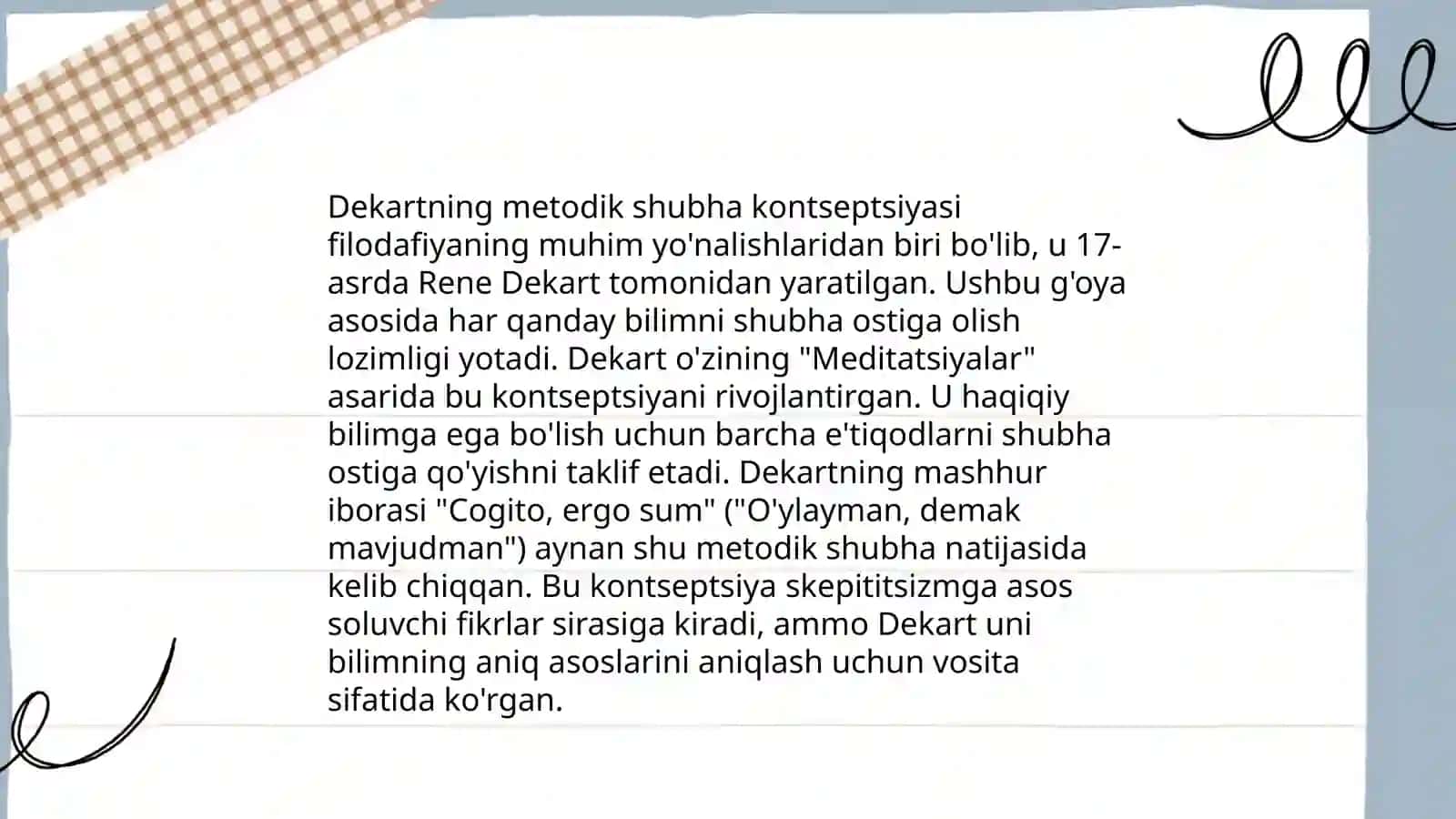 Rene Dekartning falsafaga qoʻshgan xissasi 4