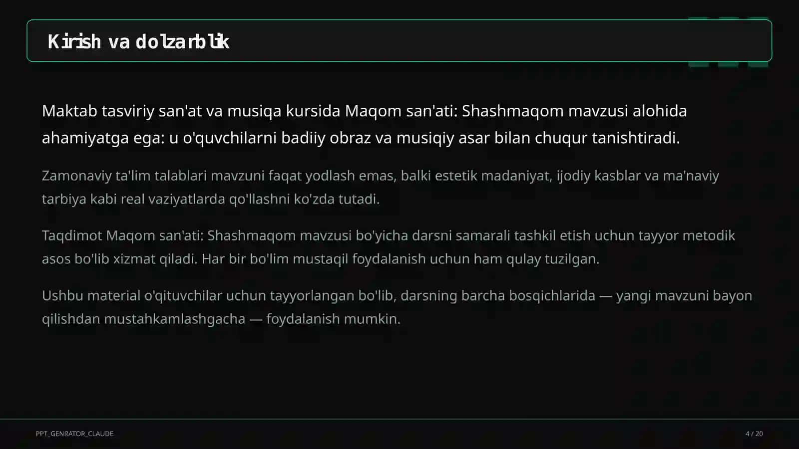 Tasviriy san'at va musiqa (1–7) — o'qituvchilar uchun 4