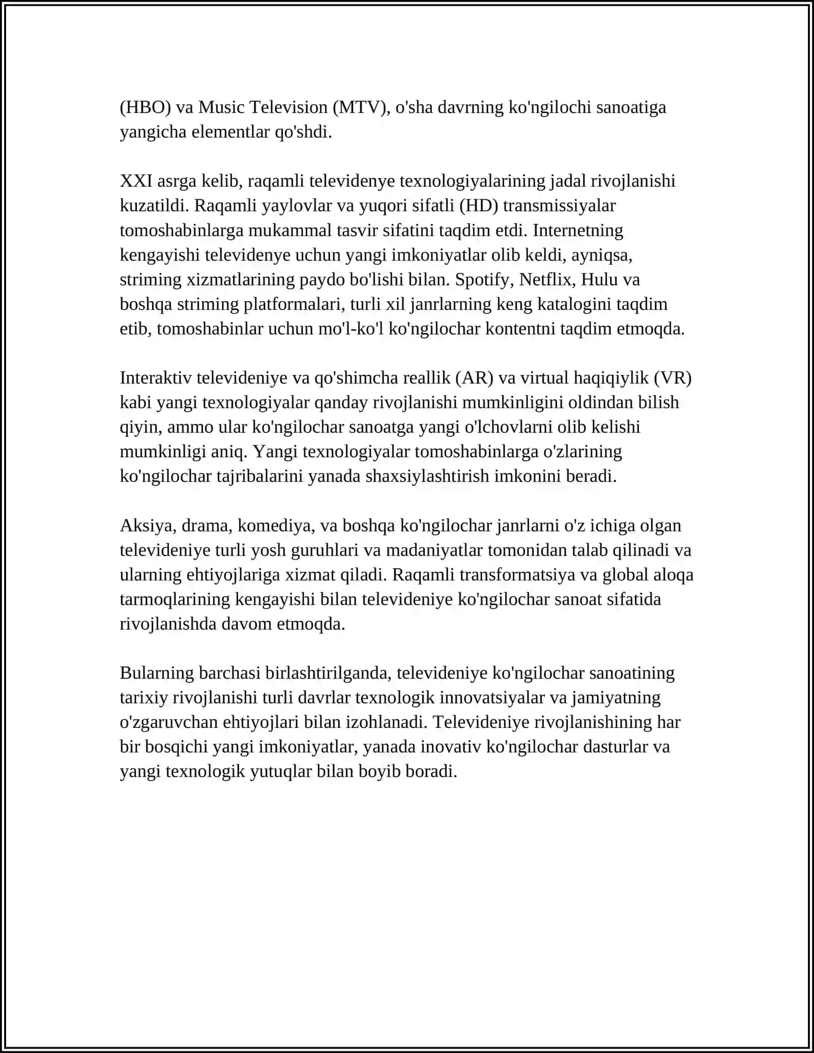 TELEVIDENIYA KO'NGILOCHAR SANOAT SIFATIDA 4