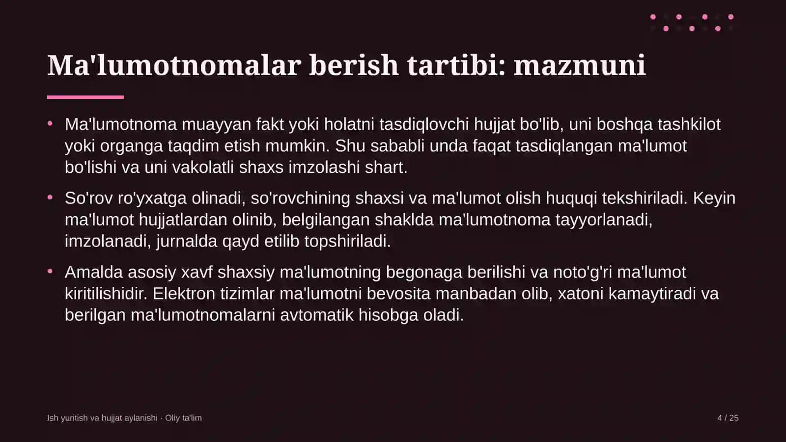 Daryo transportida ma'lumotnomalar berish tartibini belgilash 4