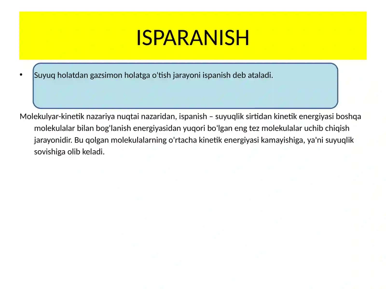Fizika - Suyuqliklar va gazlarning o'zaro aylanishi (10-sinf) 4
