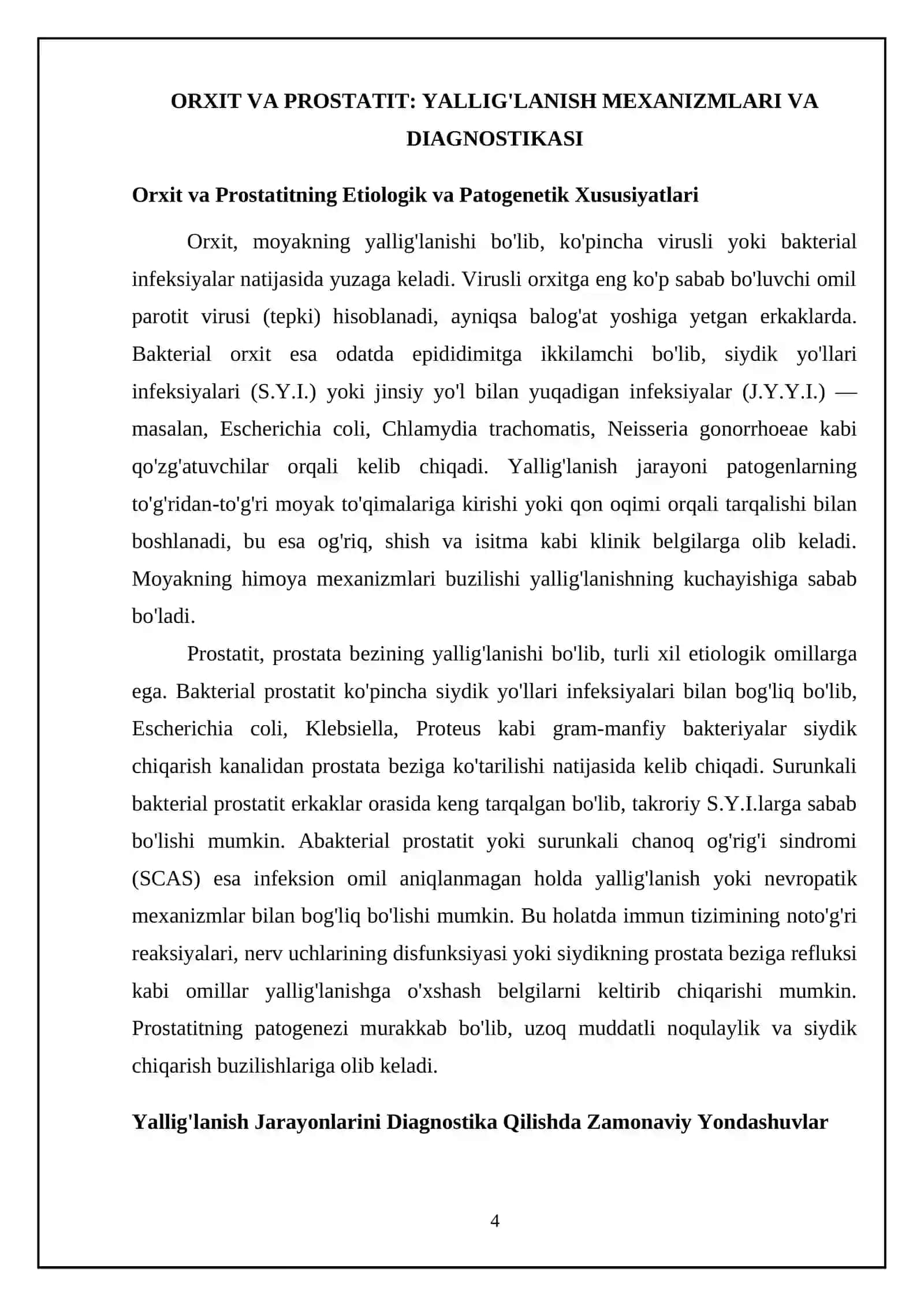 Orxit, Prostatit, Kriptorxizm 4