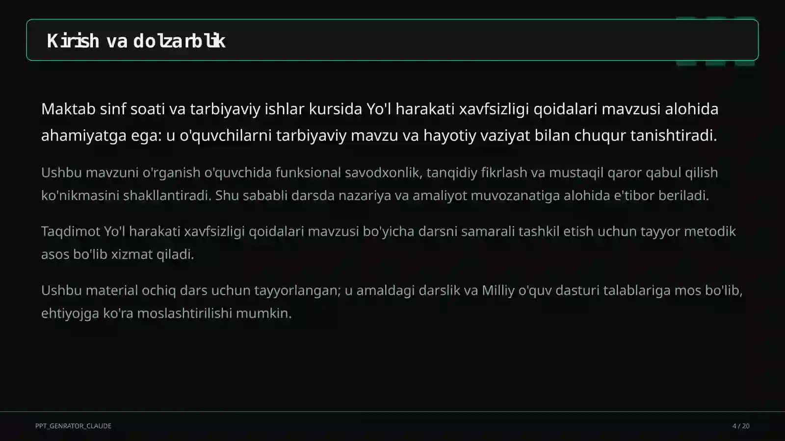 Yo'l harakati xavfsizligi qoidalari 4
