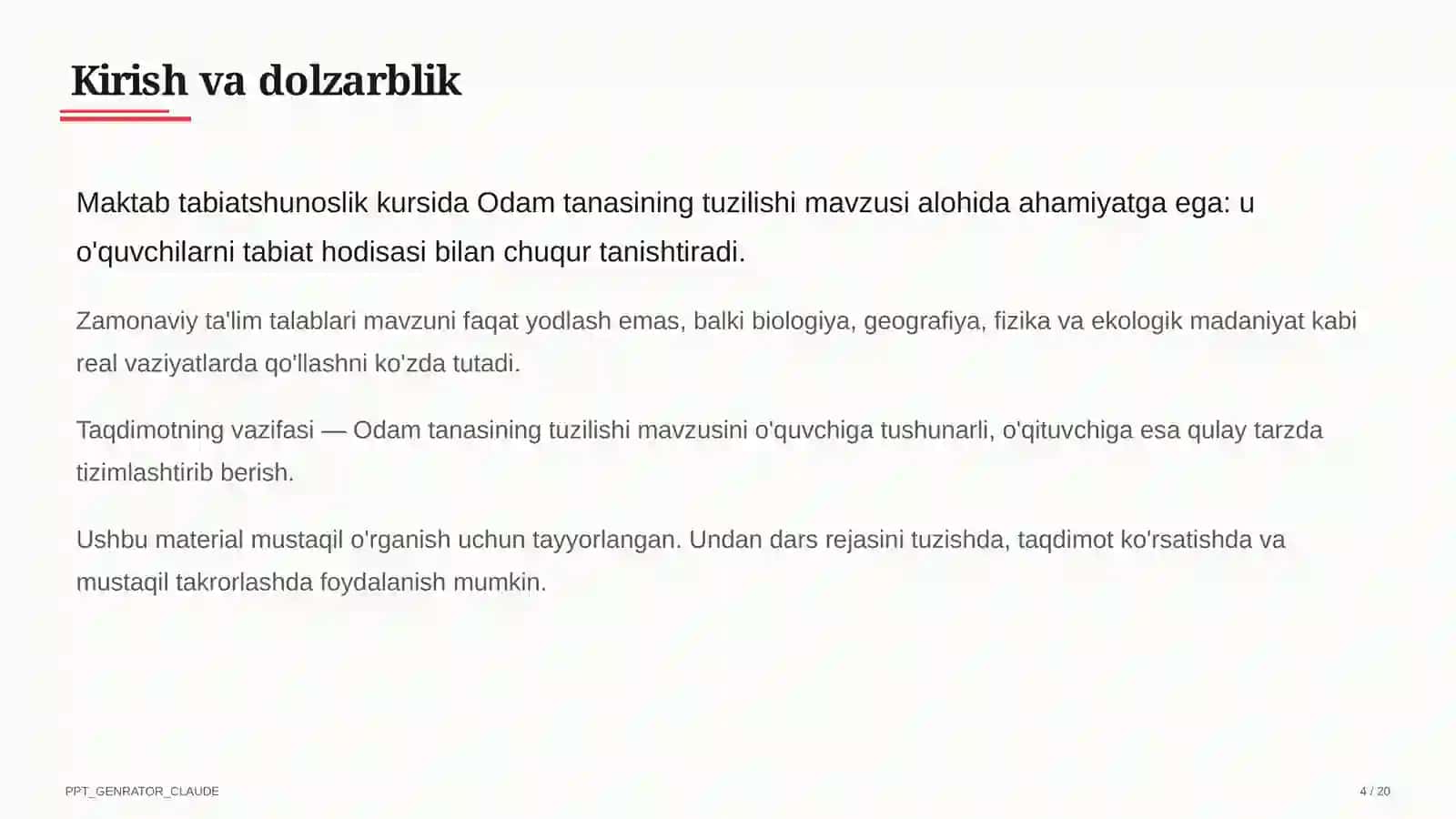 Odam tanasining tuzilishi (2-sinf) 4