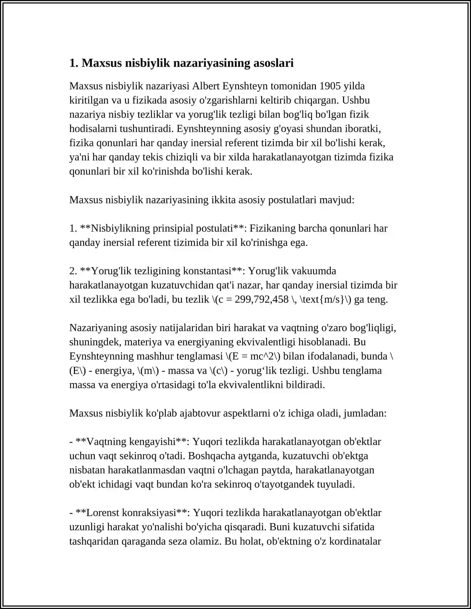 Nisbiylik nazariyasi elementlari 4