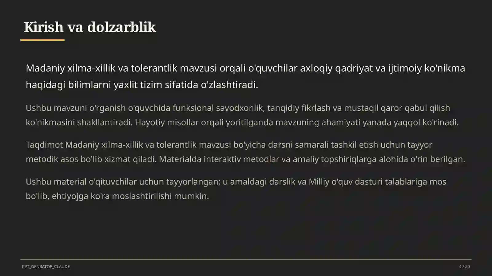 Madaniy xilma-xillik va tolerantlik (11-sinf) 4
