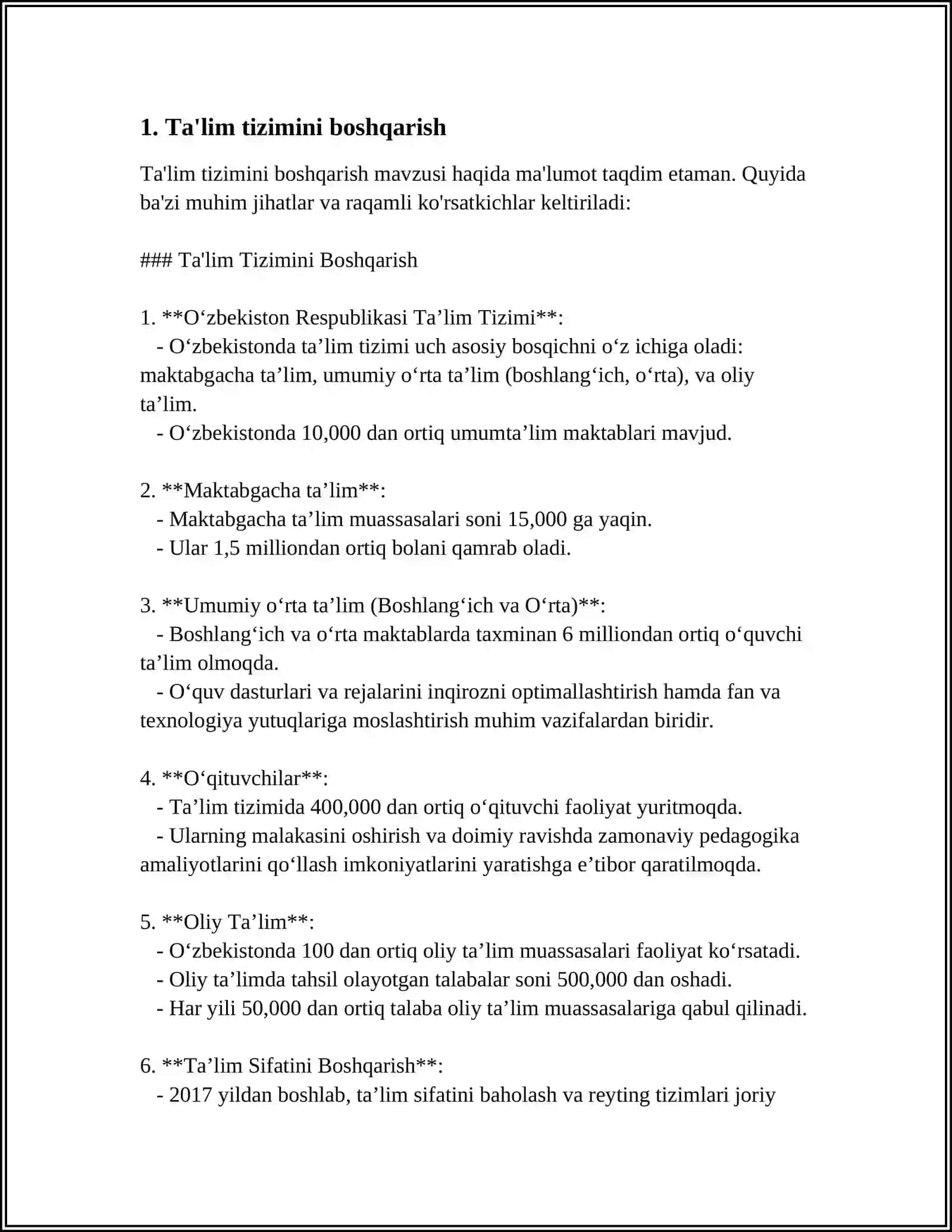 O‘ZBEKISTON RESPUBLIKASINING "TAʼLIM TOʻGʻRISIDA"GI QONUNI VA "KADRLAR TAYYORLASH MILLIY DASTURI" 4