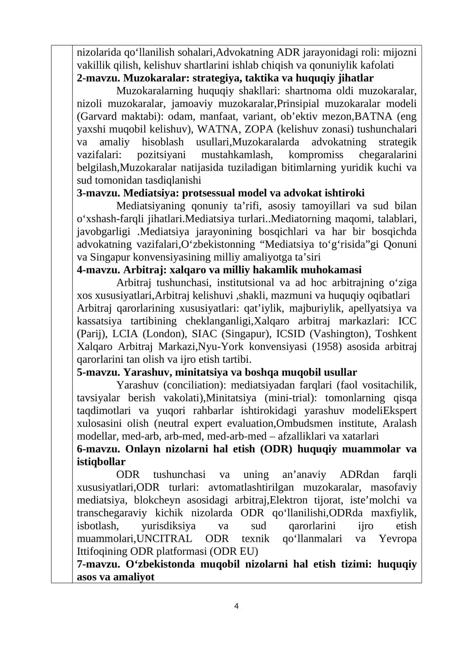 MILLIY VA XALQARO NIZOLARNI HAL ETISHNING MUQOBIL USSULLARI 4