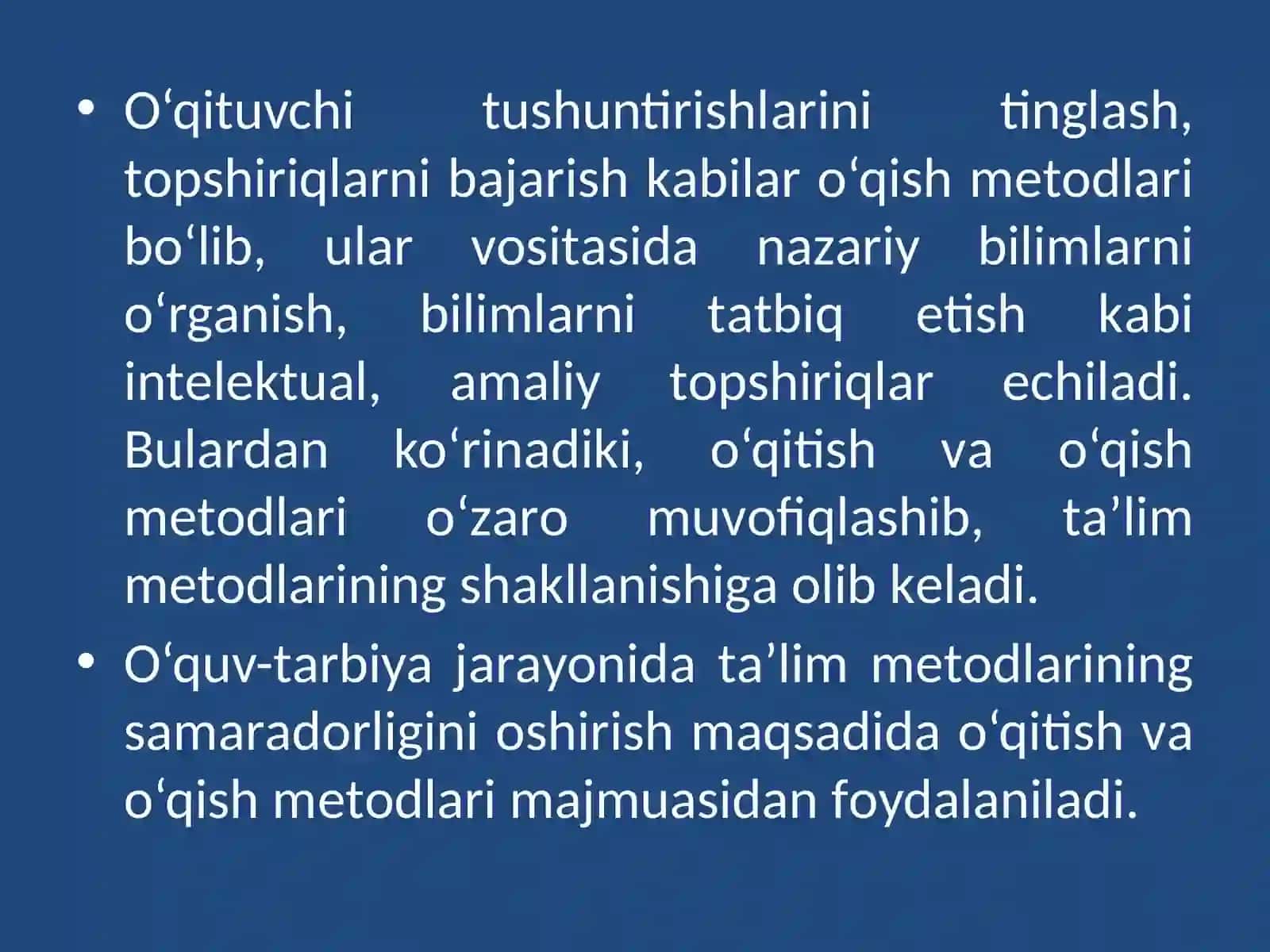 O'qitishning ko'rgazma metodlarini optimal qo'llash usullari 4