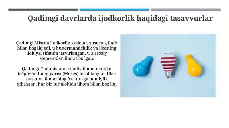 Ijodkorlik tushunchasining rivojlanish bosqichlari 4