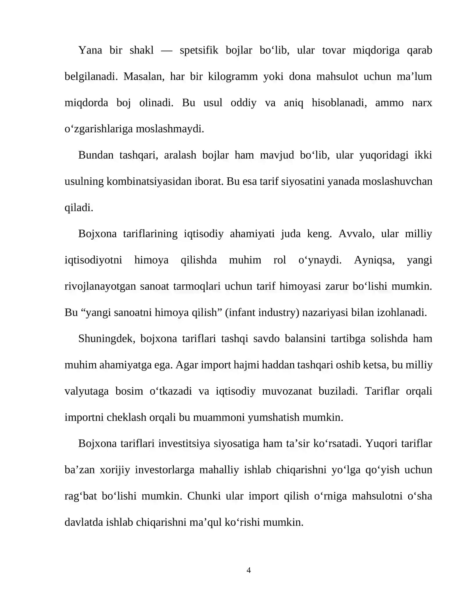 Bojxona tariflarini qollashning jahon tajribasi 4