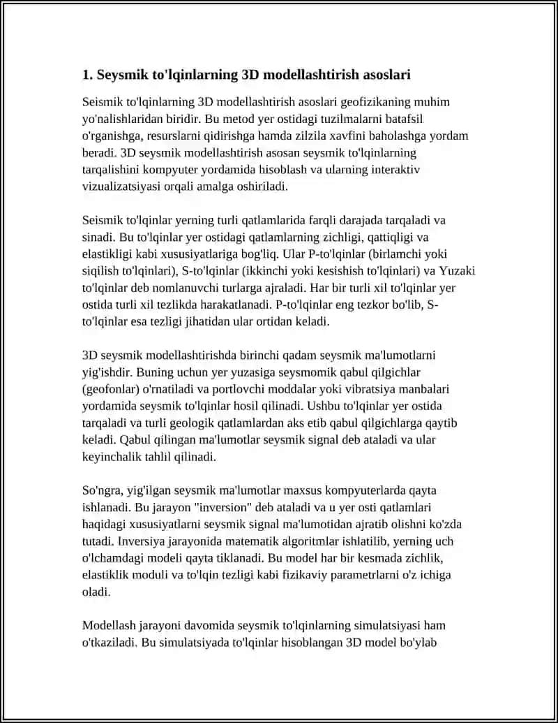SEYSMIK TO'LQINLARNI 3D MODELLASHTIRISH 4