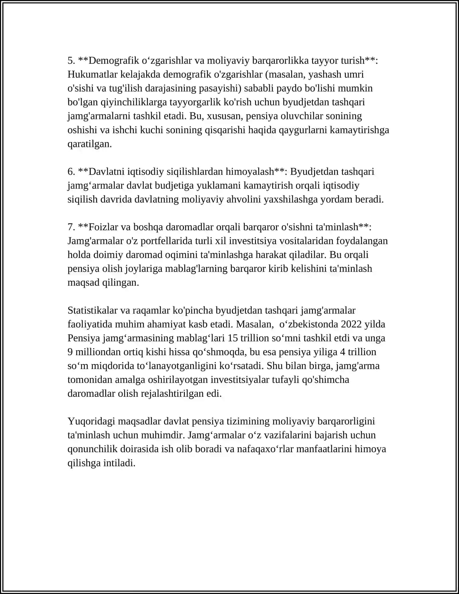 Byudjetdan tashqari pensiya jamgʻarmasi: vazifasi va funksiyalari 4
