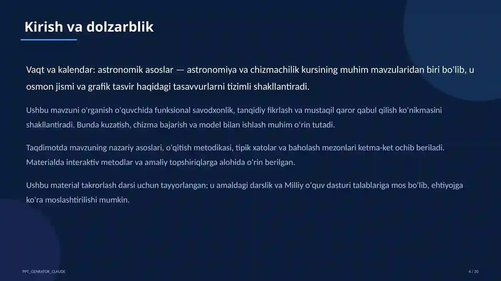 Vaqt va kalendar: astronomik asoslar (10-sinf) 4