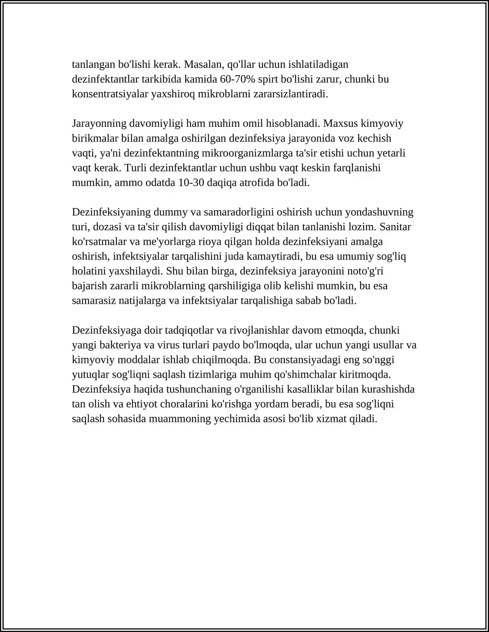 DEZINFEKSIYA TASNIFI. DEZINFEKSIYA TURLARI. ASBOB-USKUNALAR DEZINFEKSIYASI 4