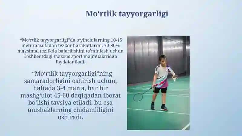 Badminton o‘yinida tayyorgarlik turlarining o‘rni va ahamiyati 4