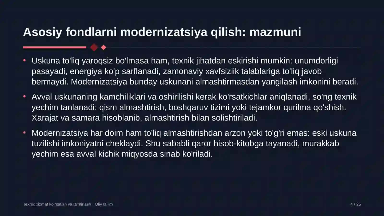 elektrotexnika sanoatida asosiy fondlarni modernizatsiya qilish 7597 4