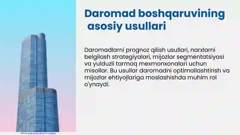 Daromadlarni boshqarishni amalga  oshirishda 5 yulduzli tarmoq mexmonxonalar tajribasi 4