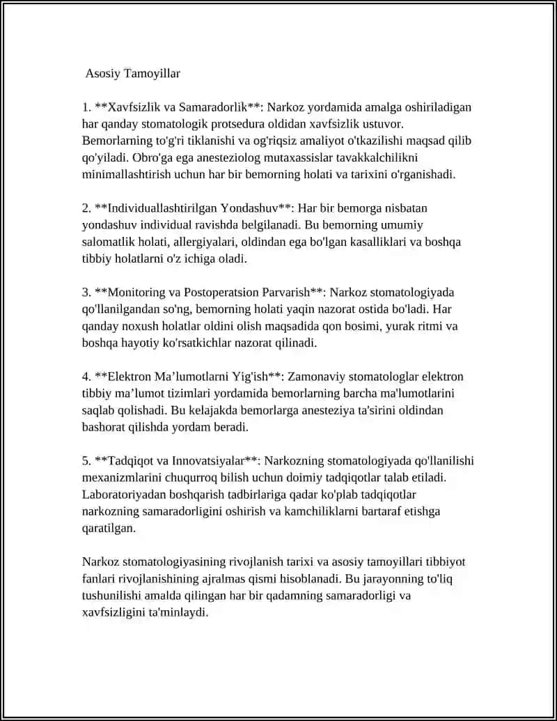 REFERAT Mavzu: NARKOZ STAMATALOGIYA 4