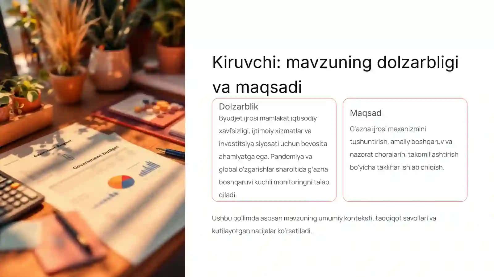 Mavzu: Davlat byudjeti g‘azna ijrosining mazmuni, mohiyati va ahamiyati 4