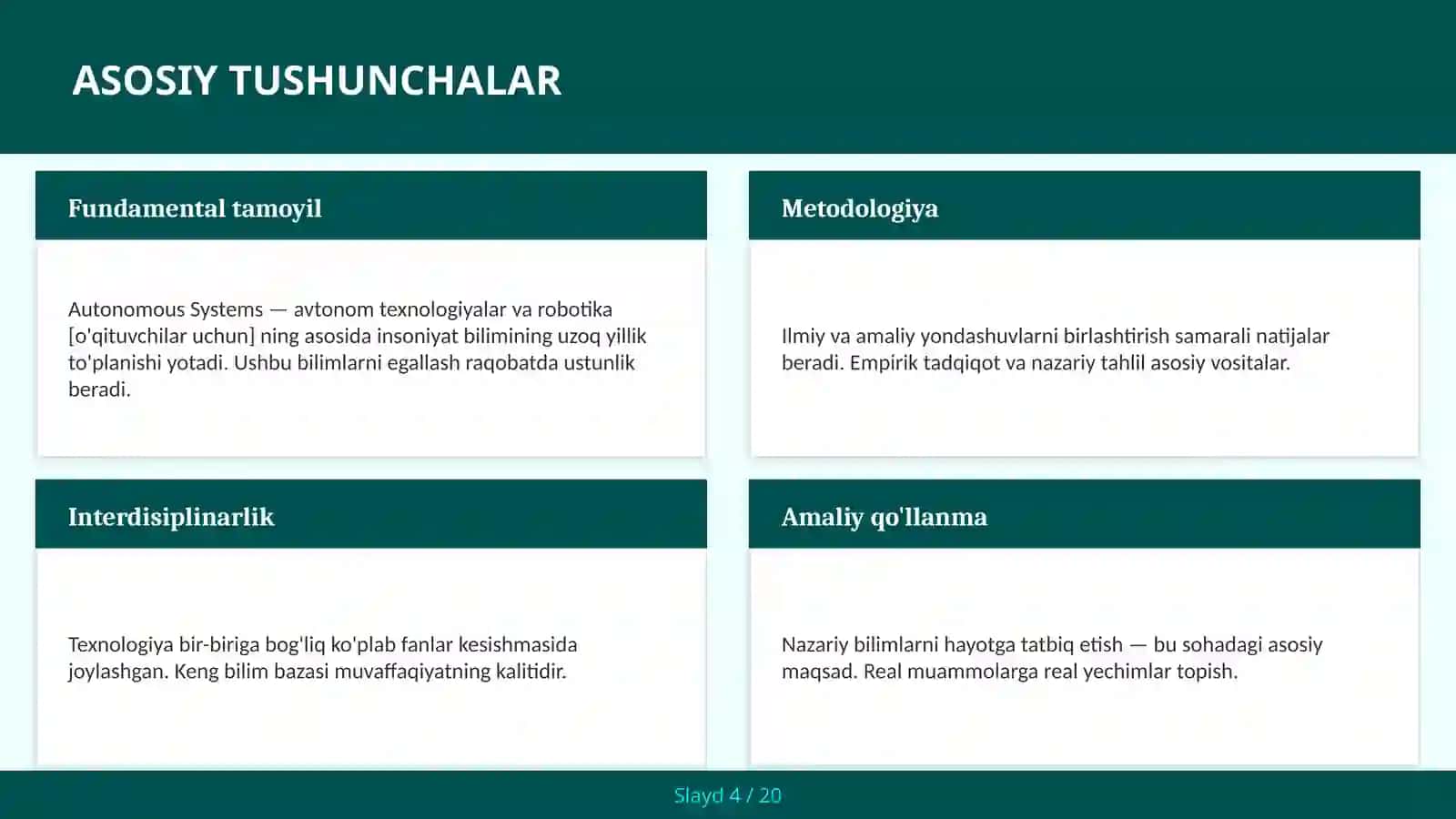 O'QITUVCHILAR UCHUN AVTONOM TEXNOLOGIYALAR VA ROBOTIKA 4