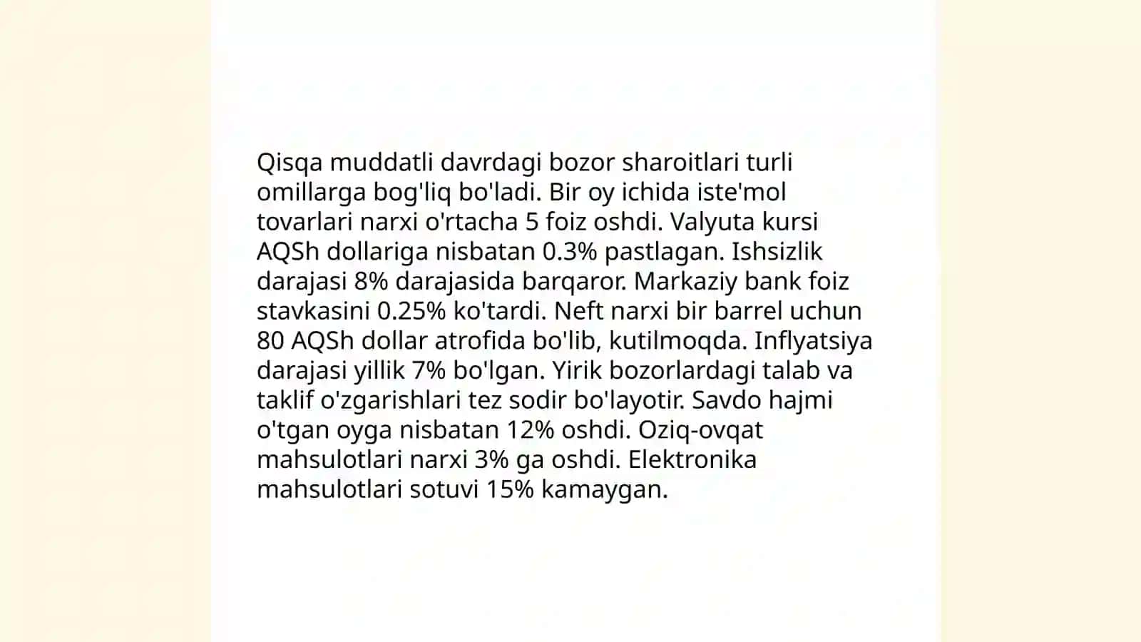 Raqobatlashgan bozorda, qisqa muddatli oraliqda firma foydasini maksimallashtirish va uning taklifi 4