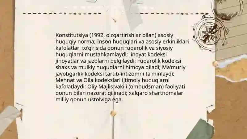 O'zbekistonda inson huquqlari va erkinliklari kafolatining yaratilishi 4
