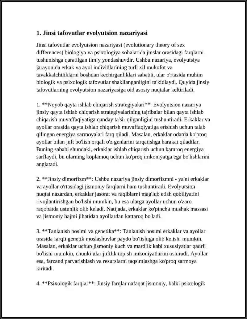 EVOLYUTSION YONDASHUV NUQTAI-NAZARIDAN JINSIY FARQLARNING TABIATI 4