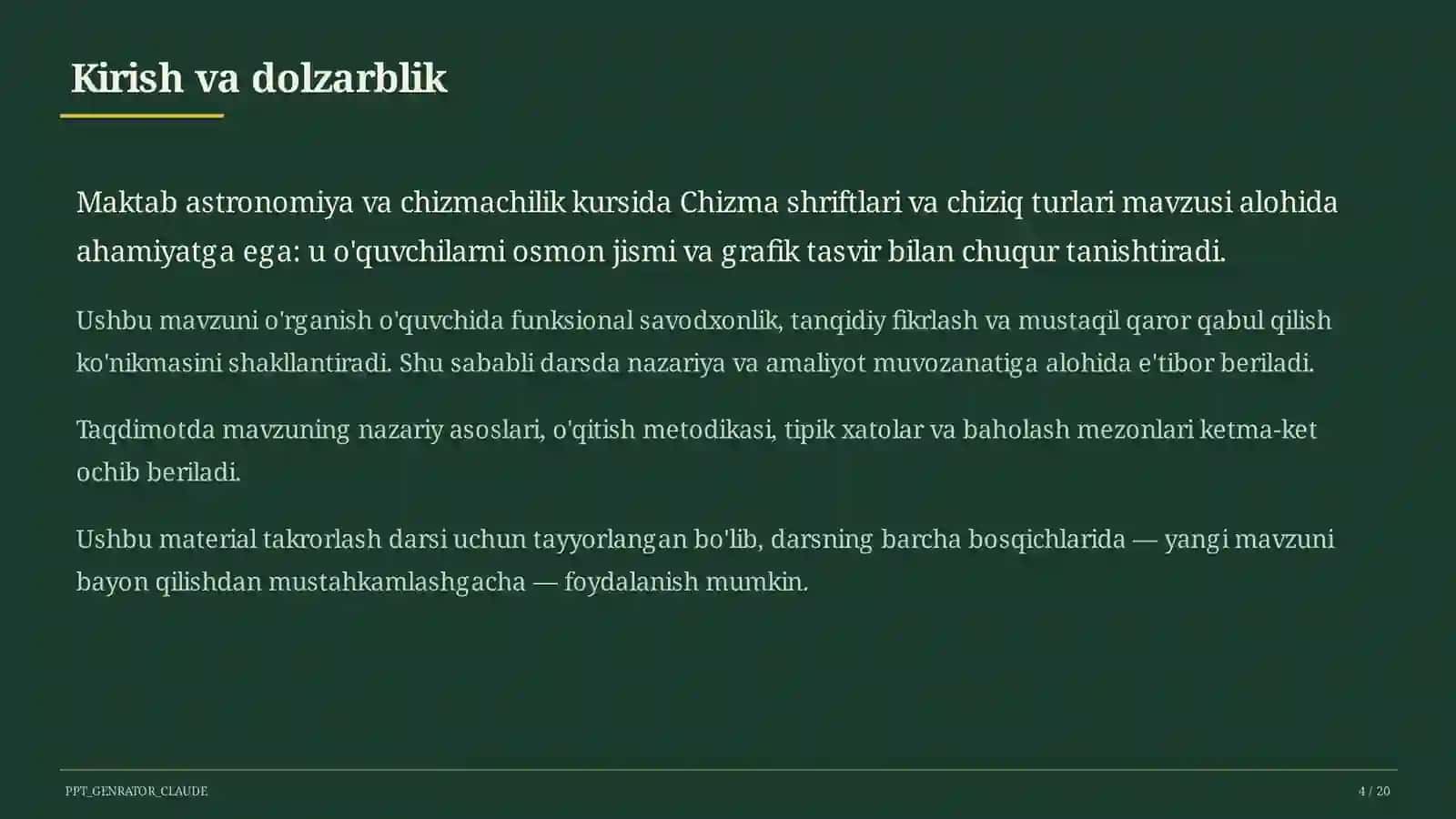 Chizma shriftlari va chiziq turlari (8-sinf) 4