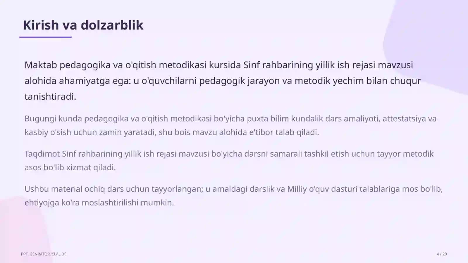 Sinf rahbarining yillik ish rejasi 4