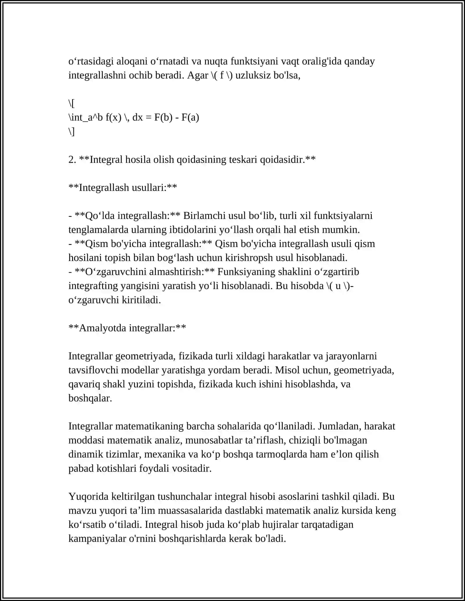 FOYDA, XARAJAT VA BOSHQA IQTISODIY KO‘RSATKICHLAR TAHLILIDA INTEGRAL HISOB TATBIQLARI 4