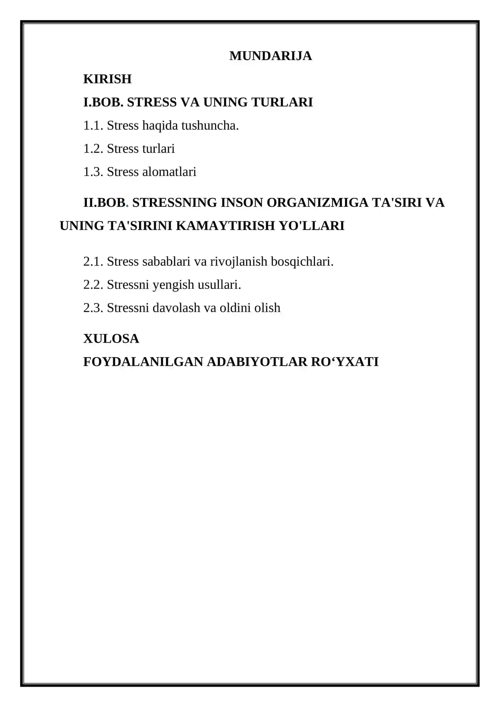 “Stress tushunchasi, xatolari va uni bartaraf etish yo‘llari” mavzusidagi BMI 4