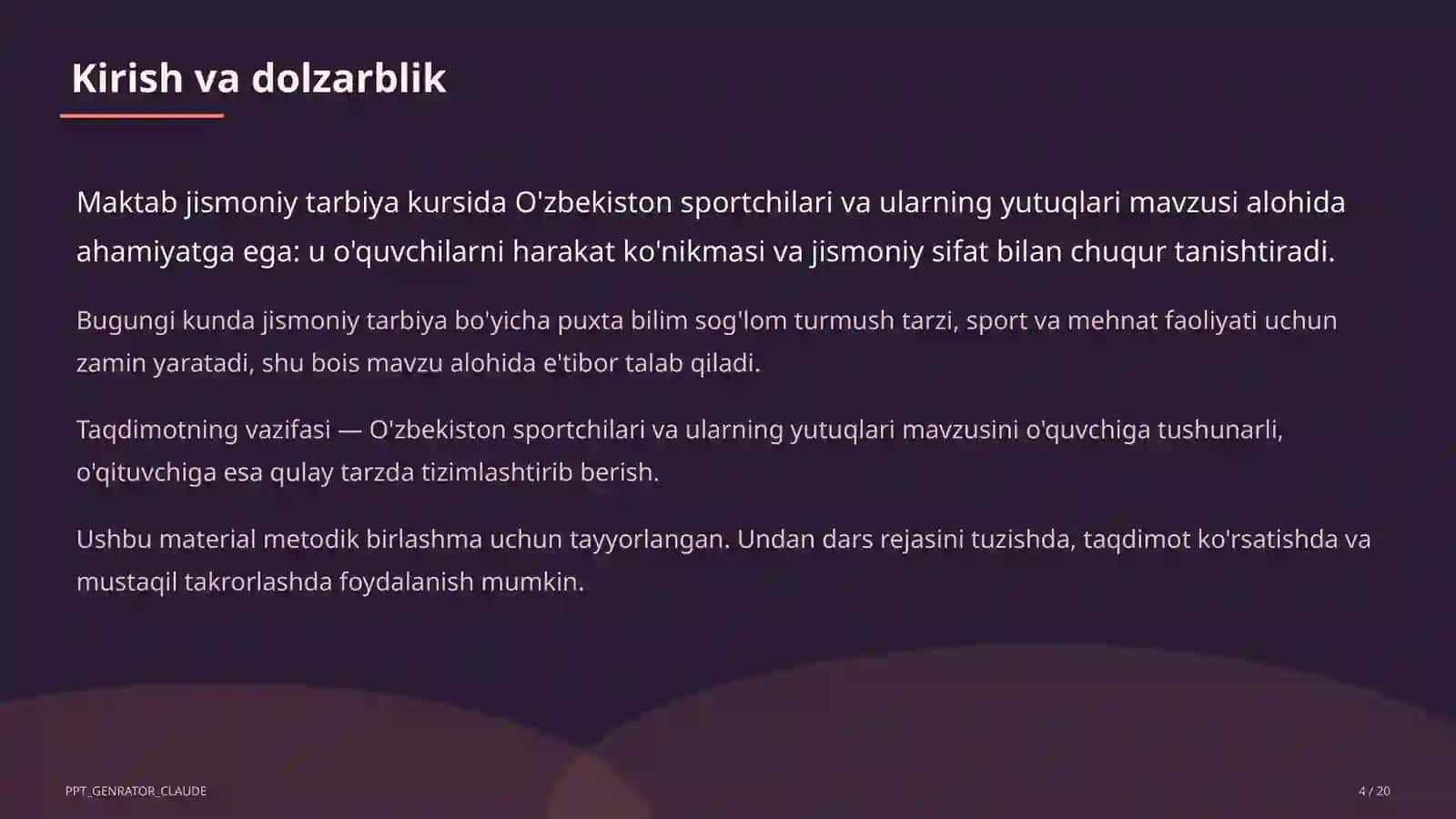 Jismoniy tarbiya (1–11) — metodik birlashma uchun 4