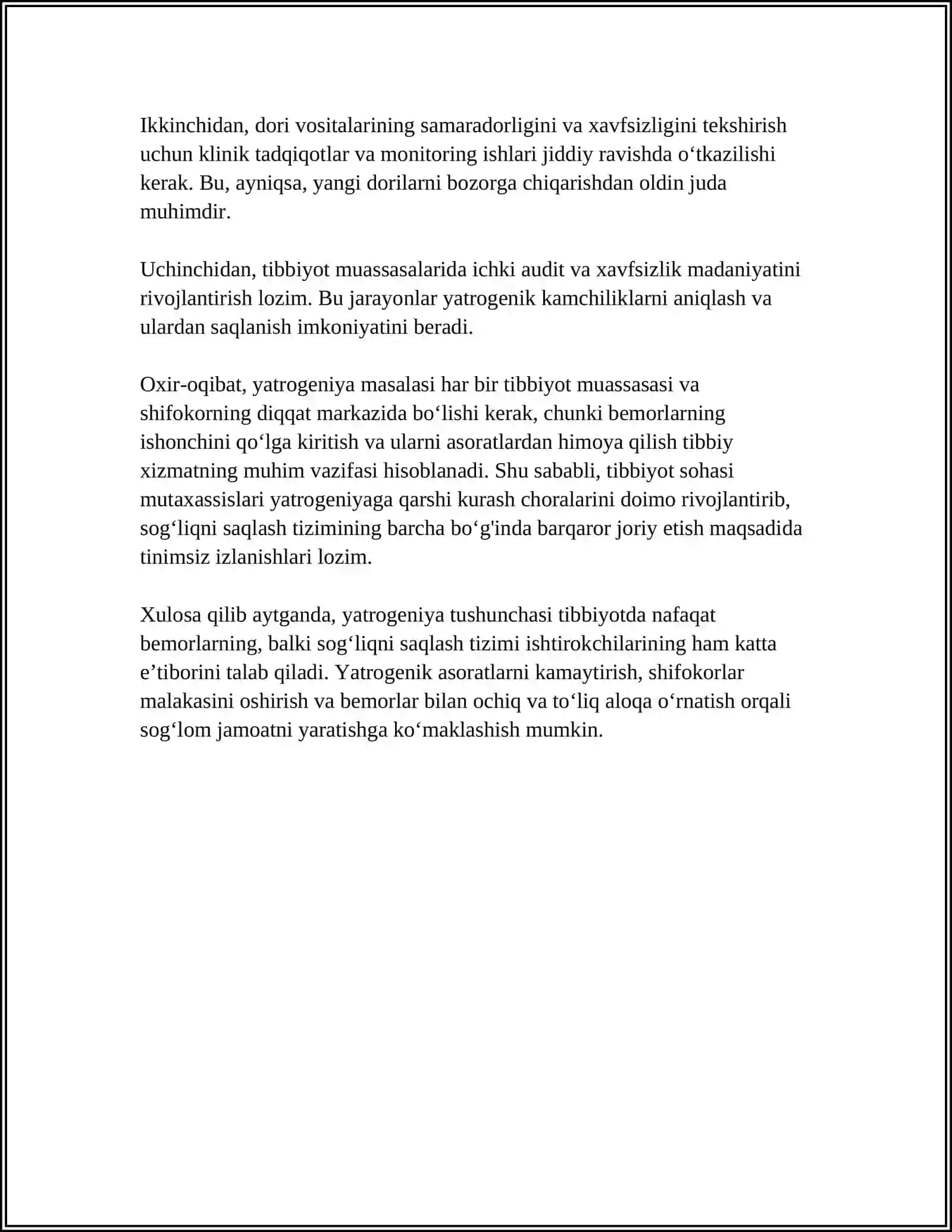 XOZIRGI ZAMON TIBBIYOTIDA YATROGENIYA MUAMMOLARI 4