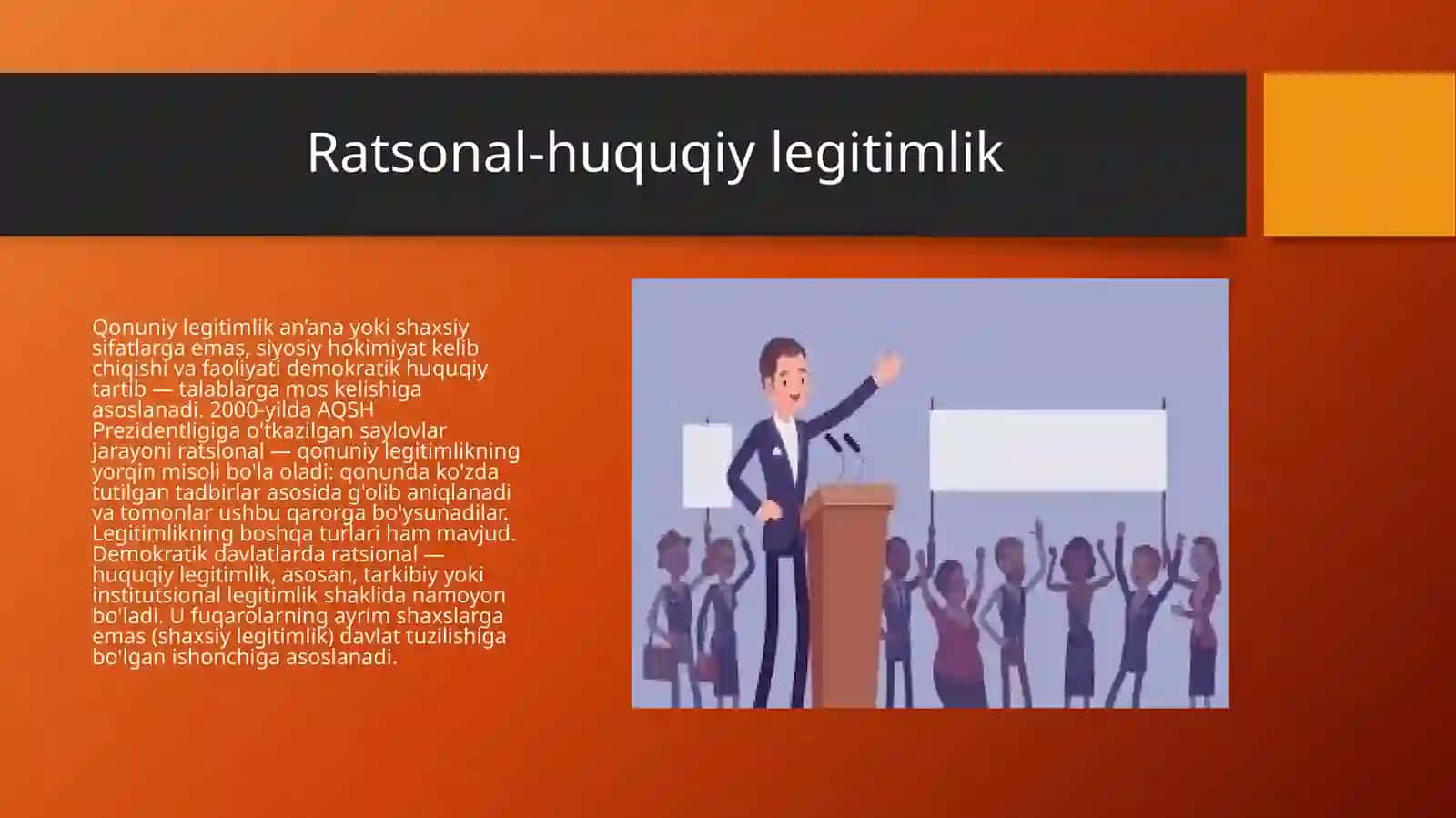 Davlat boshqaruvi tizimini demokratlashtirishda siyosiy hokimiyat legitimligining ahamiyati hamda uni takomillashtirish 4