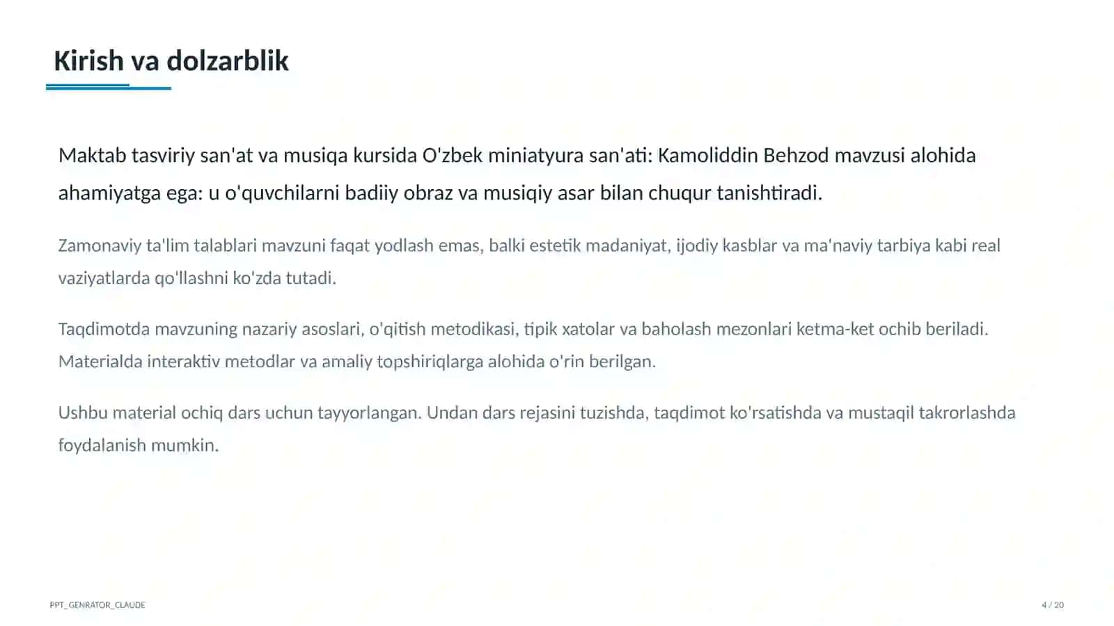 O'zbek miniatyura san'ati: Kamoliddin Behzod (5-sinf) 4