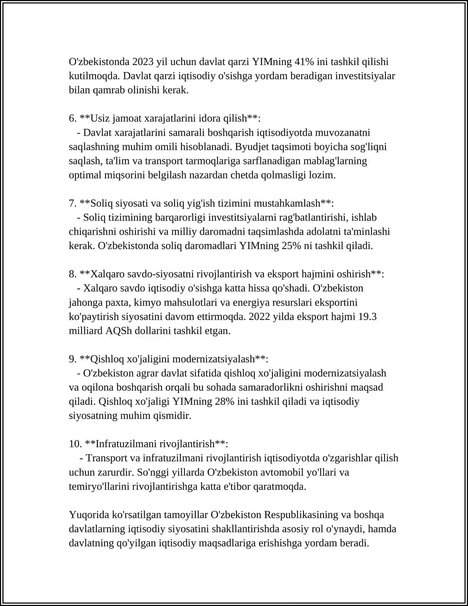 MAKROIQTISODIY BARQARORLIKNI TA'MINLASHDA DAVLAT SIYOSATINING USTUVOR YO‘NALISHLARI 4