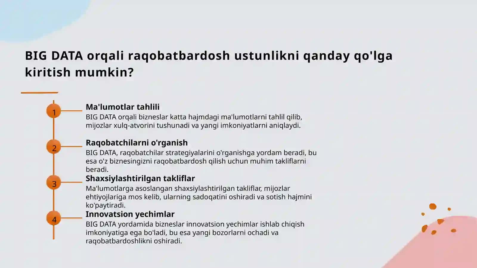 Zamonaviy biznesdagi BIG DATA hususiyatlari va ro'li 4
