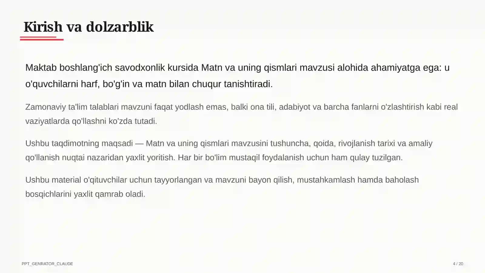 Matn va uning qismlari (3-sinf) 4