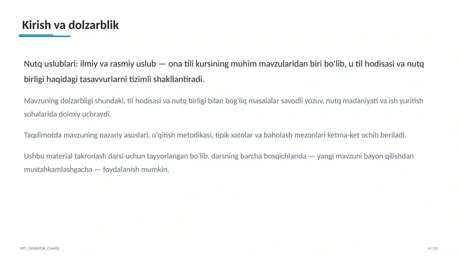 Nutq uslublari: ilmiy va rasmiy uslub (10-sinf) 4