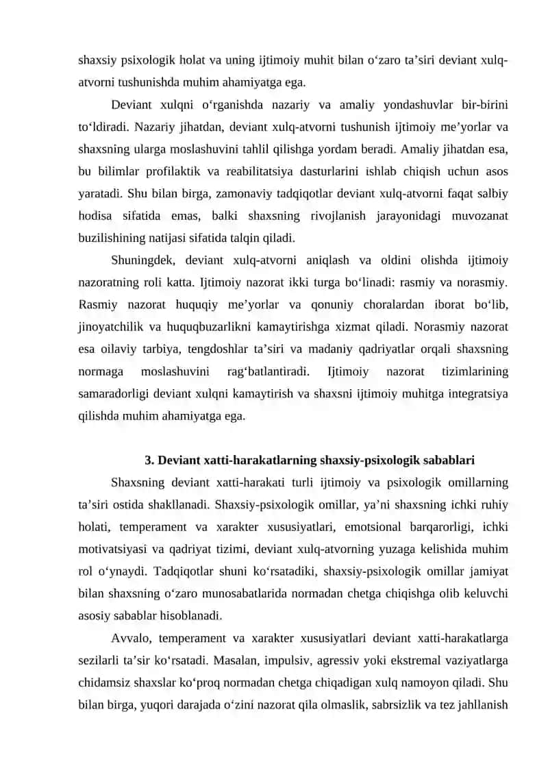 Deviant xatti-harakatlarning sabablari 4