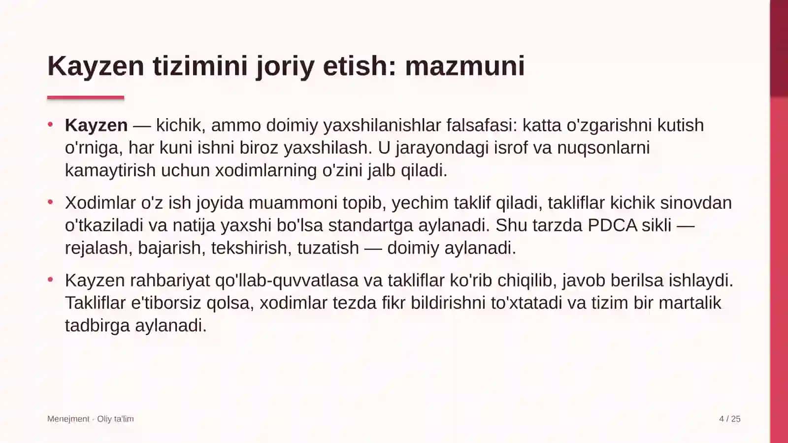 Magistral elektr tarmoqlarida kayzen tizimini joriy etish 4
