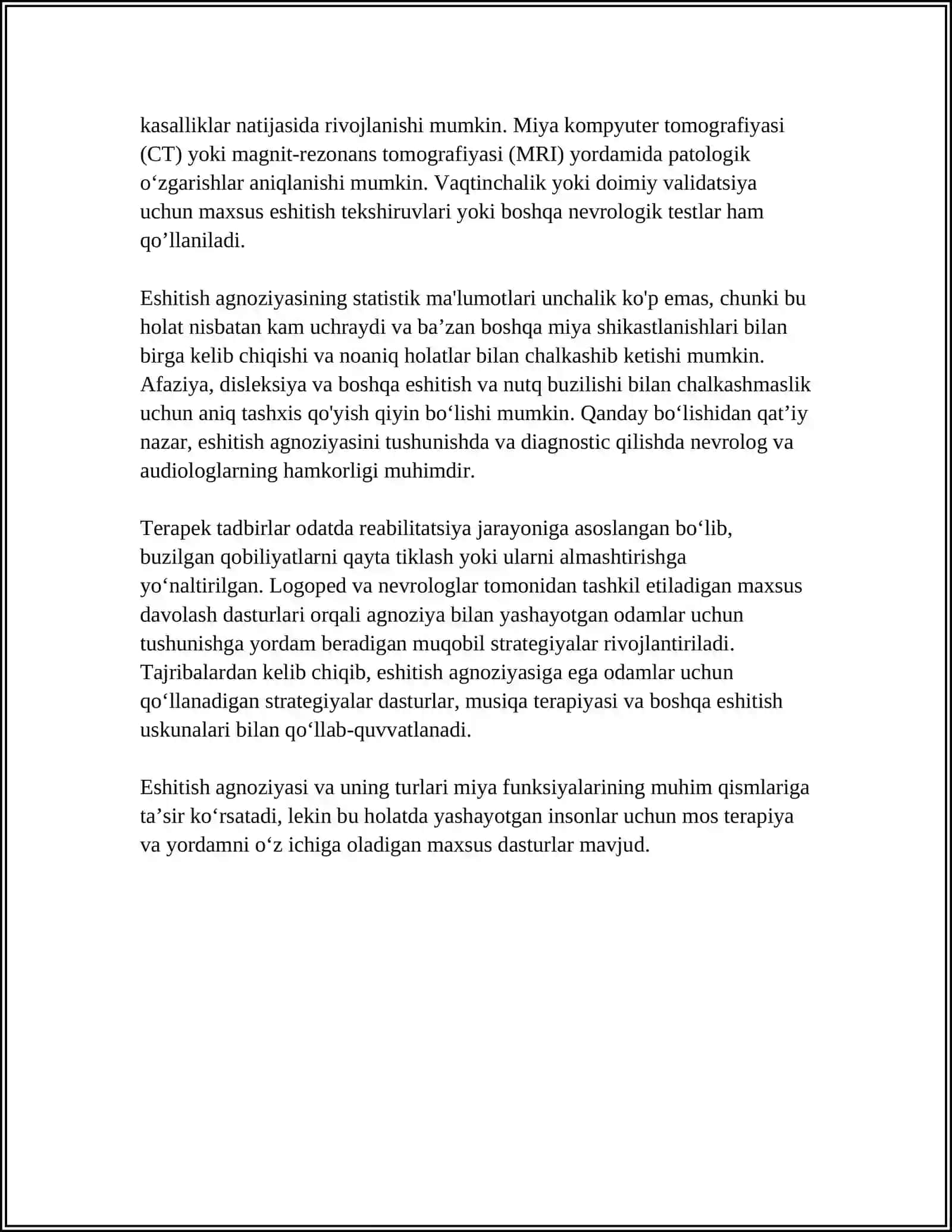 Eshitish Agnoziyasi 4
